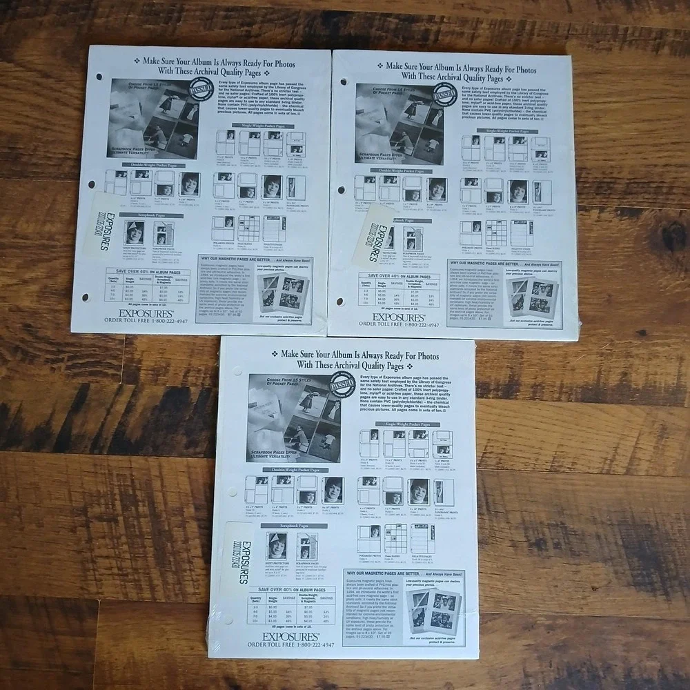 Vintage Exposures 3 Packs Magnetic Photo Album Pages Refills New Sealed NOS - Picture 2 of 9